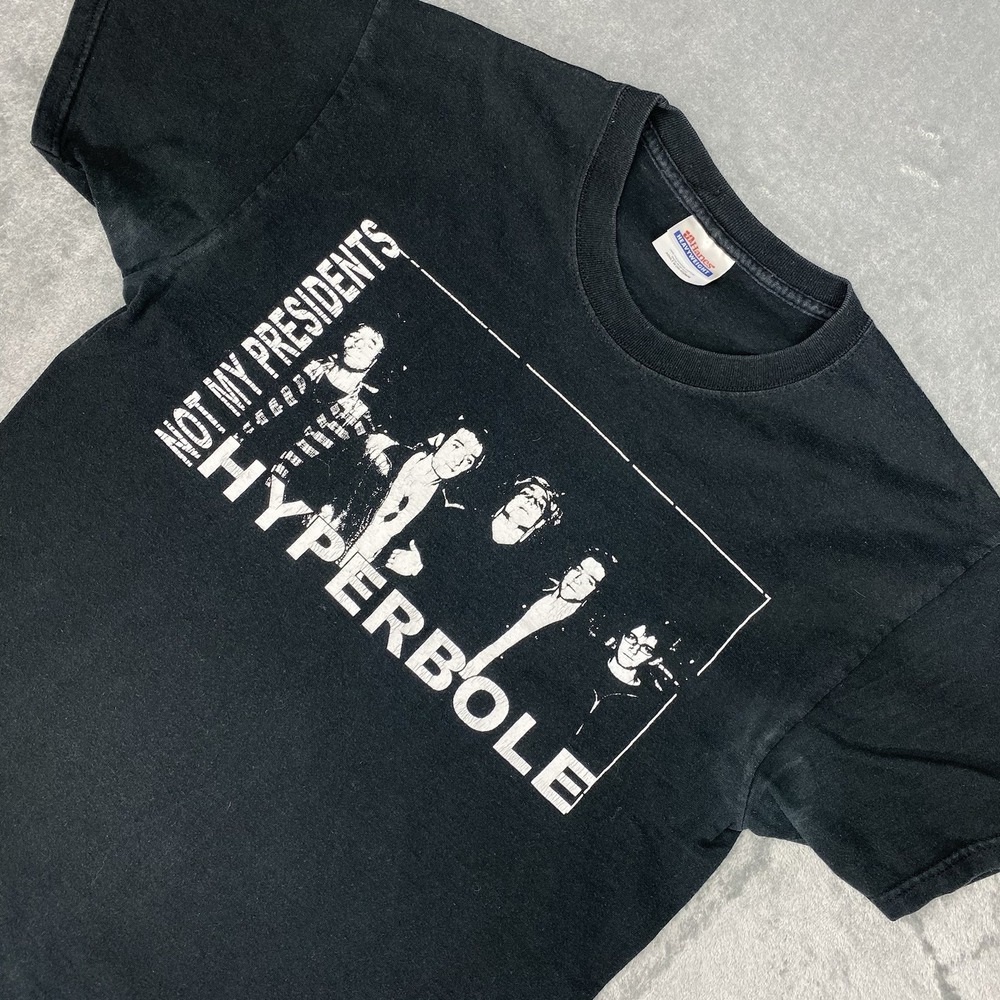 Hyperbole Shirt Mens Size M‎ Black Not My Presidents Band Tee Y2K Skater